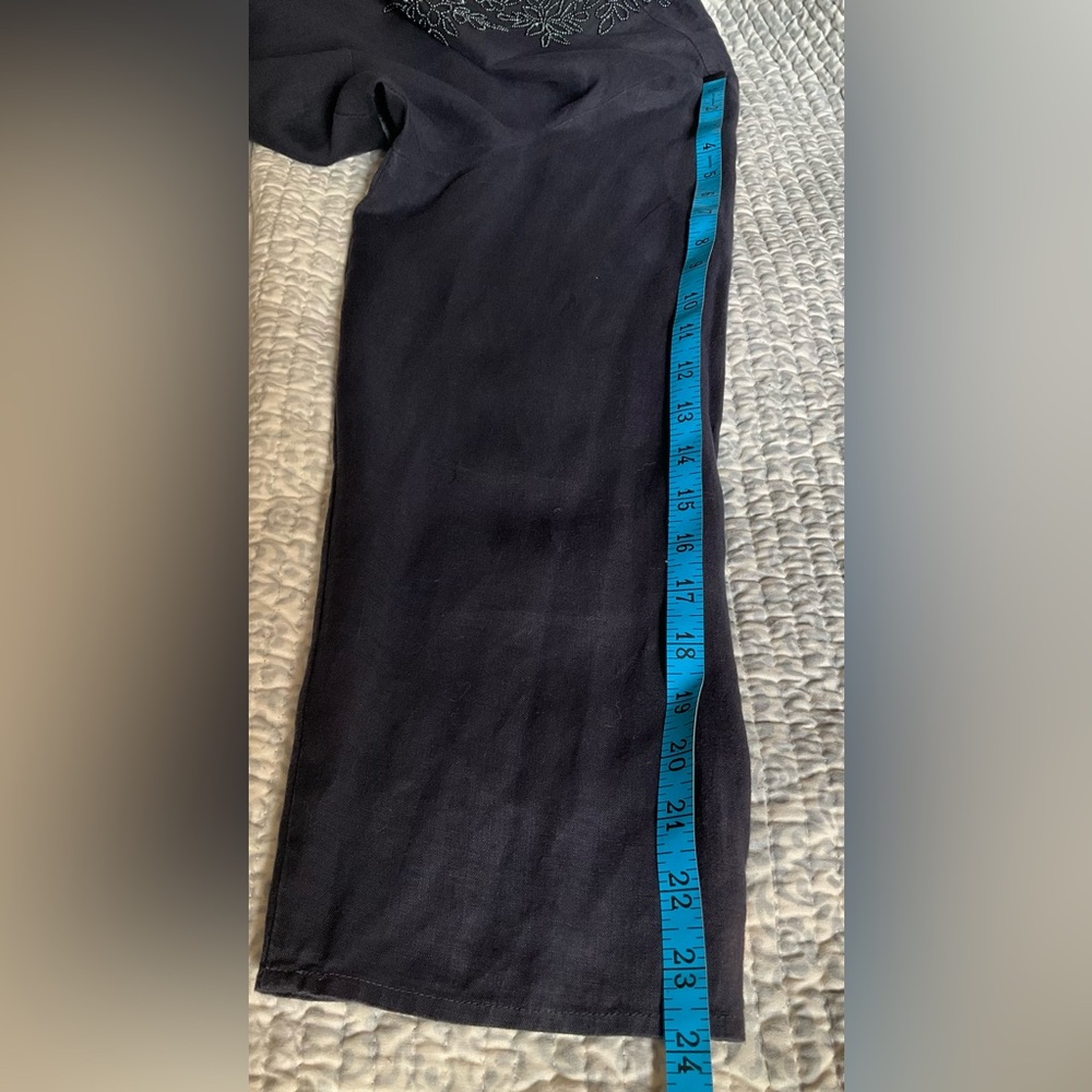 Lands’End Linen Beaded Tunic, navy blue - Picture 11 of 16